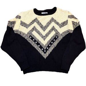 VTG FlatTop Y2K 80s Rhinestone Sweater XS Sixteen Candles 90s Black Angora Blend